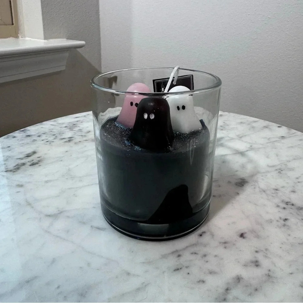 Martha Stewart Glitter Tri-Color Ghost Halloween Candle - 2024 NWT